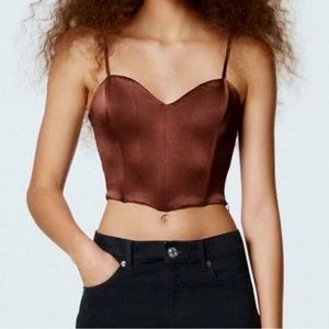 NWT ZARA SATIN FEEL CORSET TOP